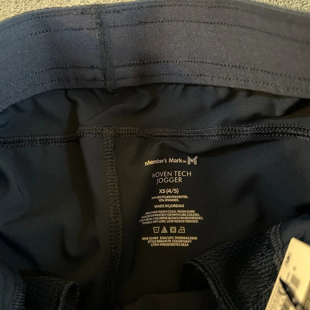 Member's Mark Woven Tech Jogger Pants Zipper Pocket Blue Youth XS‎ (4/5) NWT